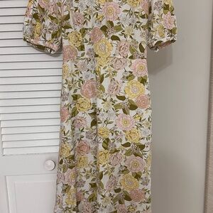 Who What Wear Floral Midi Dress with Puff Sleeves